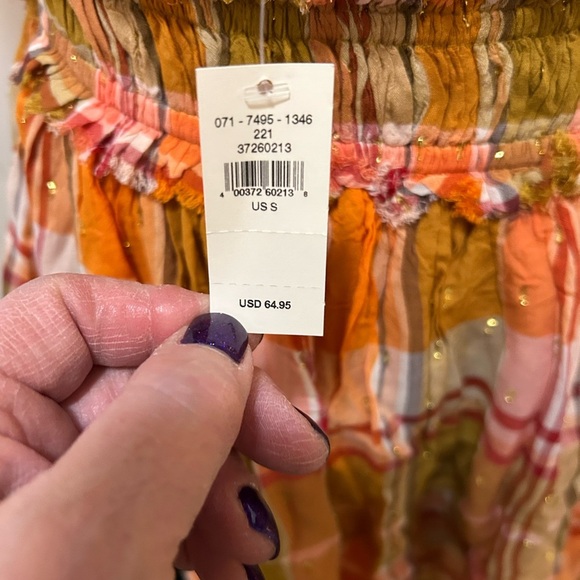 NWT Aerie Plaid Ruffle Halter Mini Dress Size Small Spring Plaid with Gold Dots. - Picture 8 of 12